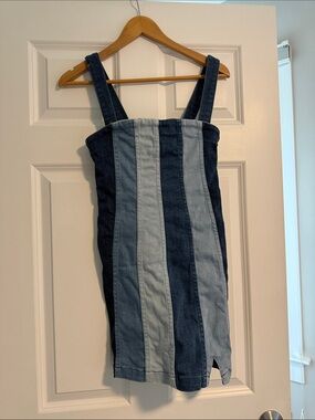 Show Me Your MuMu Striped Denim One-Piece - Light & Dark Blue